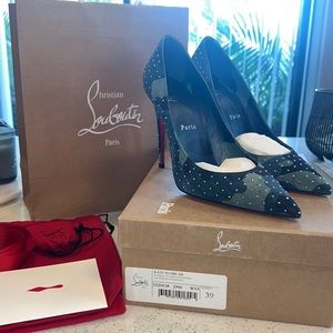 Christian Louboutin Camo Studded Kate 100mm Size 39